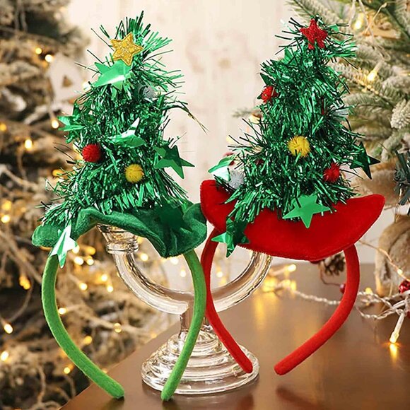 Christmas Headbands Women Xmas Deer Hair Hoop Glitter Reindeer Antlers Headband - Picture 5 of 7